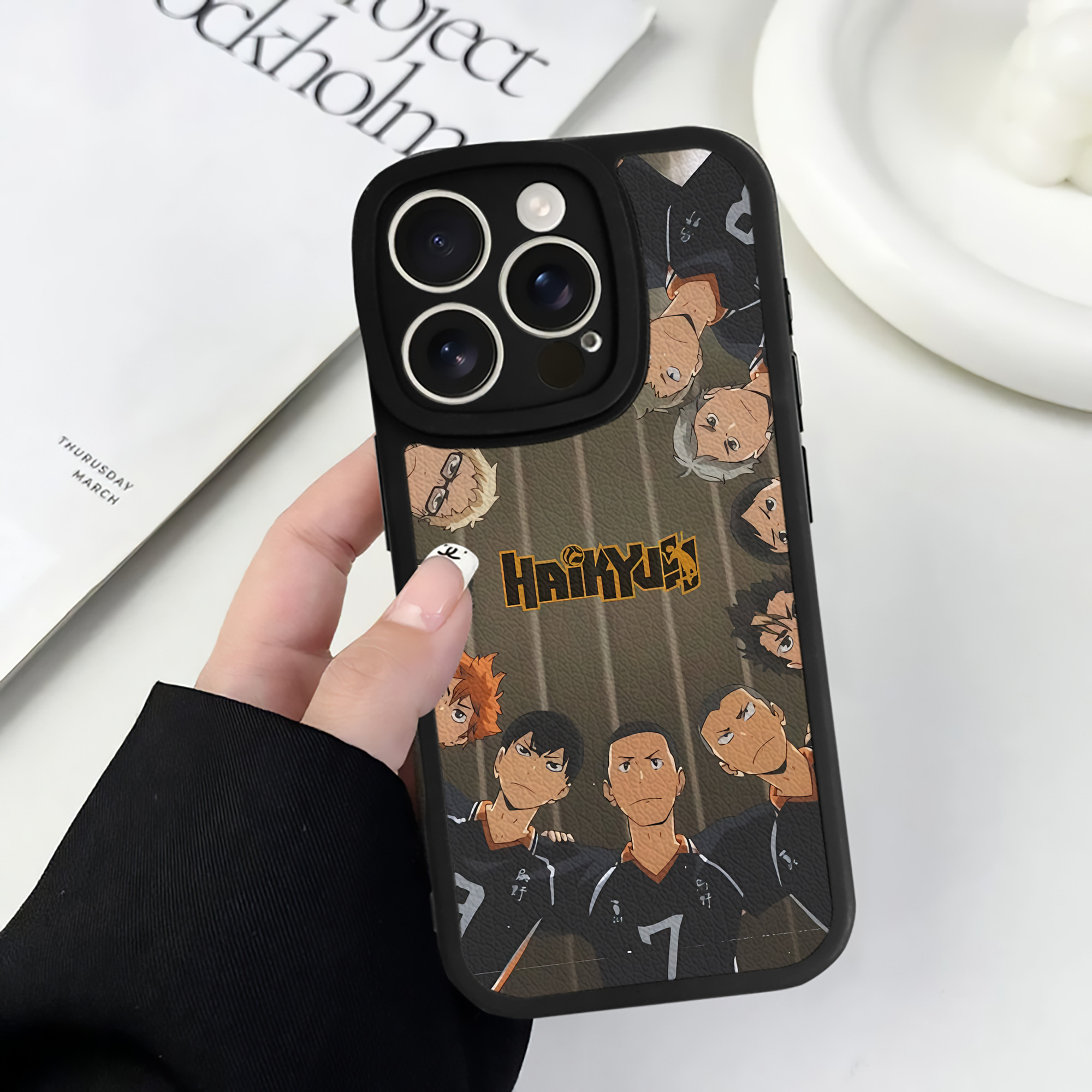 （画像用） ハイキュー!! Haikyu!! 【iPhone 16シリーズ対応】シリコンスマホケース（レザー調） 材質：シリコン
